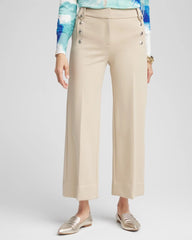 Chico's Button Knit Twill Cropped Pants WILD TRUFFLE
