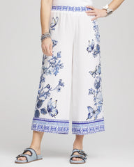 Chico's Butterfly Pull-On Linen Cropped Pants ALABASTER