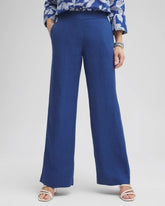 Chico's Linen Trouser Flare Pants NAVAL INDIGO