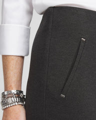 Chico's Juliet Trim Detail Ponte Ankle Pants GRAPHITE HEATHER GRAY