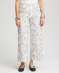 Chico's Brigitte™ Floral Embroidered Wide-Leg Cropped Pants ECRU