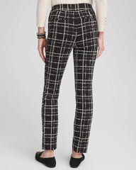 Chico's Brigitte Plaid Slim Ankle Pants BLACK