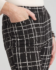 Chico's Brigitte Plaid Slim Ankle Pants BLACK