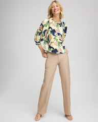 Chico's Petite Cotton Straight-Leg Trousers CATTAIL BROWN