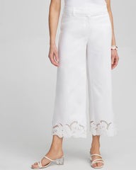 Chico's Cotton Sateen Cut Work Crops ALABASTER