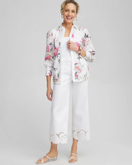 Chico's Cotton Sateen Cut Work Crops ALABASTER