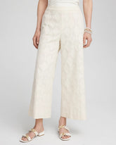 Chico's Textured Wide Leg Cropped Pants NATURAL CREAM