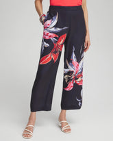 Chico's Floral Print Soft Cropped Pants CLASSIC NAVY
