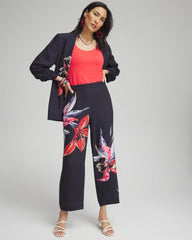 Chico's Floral Print Soft Cropped Pants CLASSIC NAVY