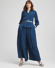 Chico's Jacquard Culotte Wide-Leg Pants SEAPORT