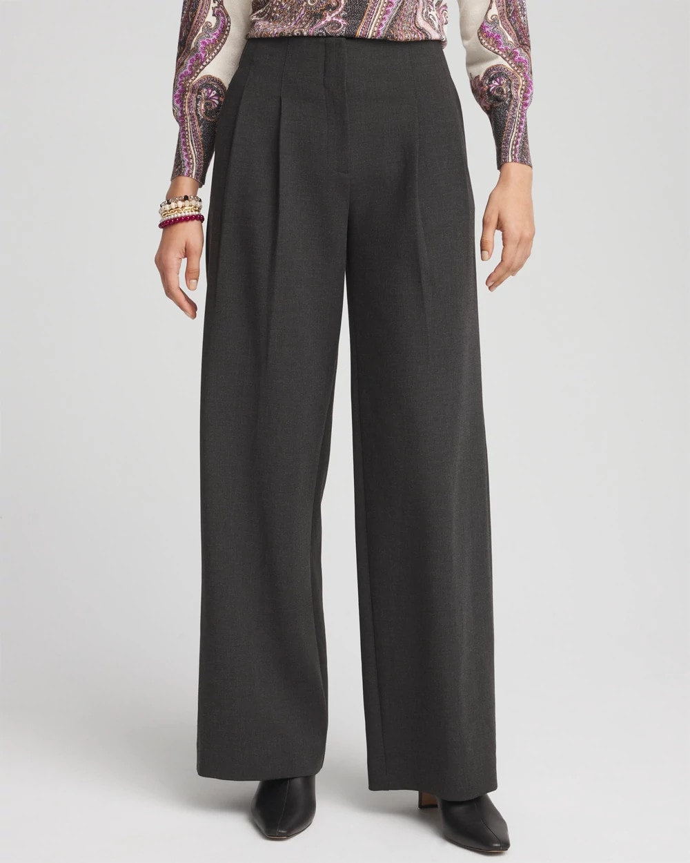 Chico's Pleated Trouser Pants GRAY