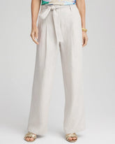 Chico's Hollywood Waist Belted Linen Pants DOVE GRAY