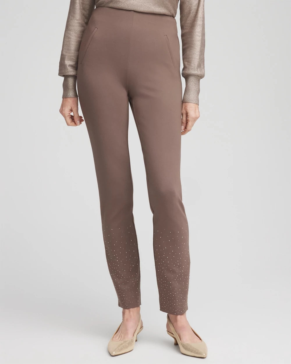 Chico's Juliet Embellished Ankle Pants WARM MOCHA