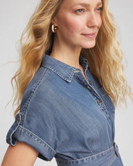 Chico's Denim Tie Midi Shirtdress WHIMSICAL INDIGO