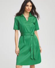 Chico's Shirttail Hem Popover Dress JARDIN GREEN