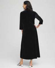 Chico's V-Neck Velour Midi Dress BLACK