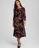 Chico's Burnout Velvet Midi Dress NIGHT BLOOM
