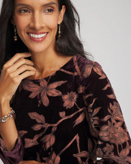 Chico's Burnout Velvet Midi Dress NIGHT BLOOM