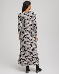 Chico's Printed Jersey Knit Maxi Dress BLACK