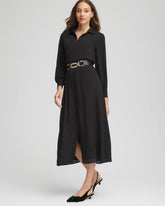 Chico's Sequined Long-Sleeved Maxi Shirtdress BLACK