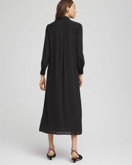 Chico's Sequined Long-Sleeved Maxi Shirtdress BLACK