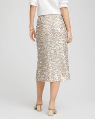 Chico's Sequins Party Pencil Skirt CHAMPAGNE FIZZ