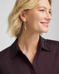 Chico's Sequin Collar Midi Shirtdress NIGHT BLOOM