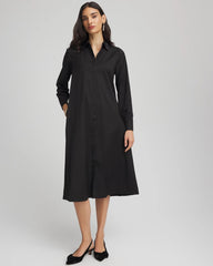 Chico's Sequin Collar Midi Shirtdress BLACK
