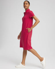 Chico's Zenergy® UPF Knit Stripe Half-Zip Dress RED GLOW