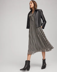 Chico's Chiffon Clip-Dot Tie-Neck Dress BLACK
