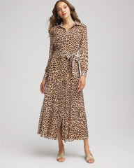 Chico's Cheetah-Print Godet Dress BRIAR BROWN