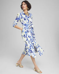 Chico's Floral Midi Shirtdress BLUE CASA