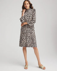 Chico's Travelers™ Animal-Print Mockneck Midi Dress DEEP TAUPE