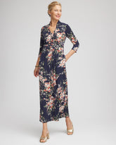 Chico's Knit Pleated Maxi Dress PASSPORT BLUE