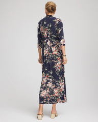 Chico's Knit Pleated Maxi Dress PASSPORT BLUE