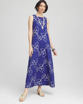 Chico's Embroidered Sleeveless Maxi Dress BLUE CASA