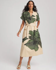 Chico's Printed Cotton-Voile Popover Midi Dress SANDSTONE