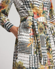 Chico's Artisanal Floral Print Maxi Shirtdress ECRU