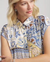 Chico's Floral Patchwork Short Shirtdress ECRU