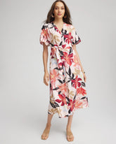 Chico's Tonal Floral Ruffle-Sleeved Midi Dress MULTI