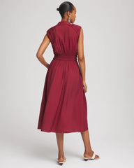 Chico's Smocked-Waist Shirtdress RUSSET RED