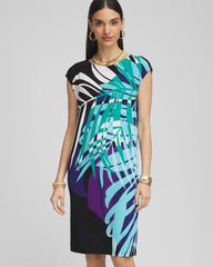 Chico's Travelers™ Tropical Nights Column Dress TURQ BLUE