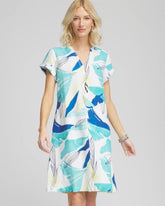 Chico's Cuff Sleeve Linen Dress MULTI