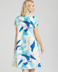Chico's Cuff Sleeve Linen Dress MULTI