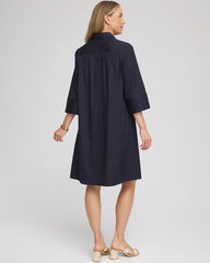 Chico's Cotton-Blend Popover Dress CLASSIC NAVY