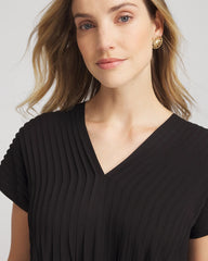 Chico's Silk-Twill Popover Midi Dress BLACK