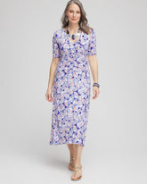 Chico's Ruched Jersey Midi Dress SEAFARING BLUE