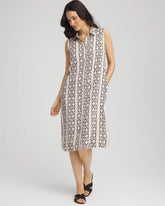 Chico's Printed Sleeveless Silk-Twill Shirtdress BLACK