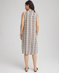 Chico's Printed Sleeveless Silk-Twill Shirtdress BLACK
