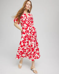 Chico's Floral Ruffle-Sleeved Midi Dress ECRU